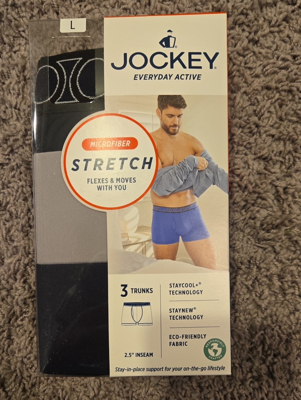 Jockey Men’s Royal Black Microfiber Stretch Trunks - 3 Pack